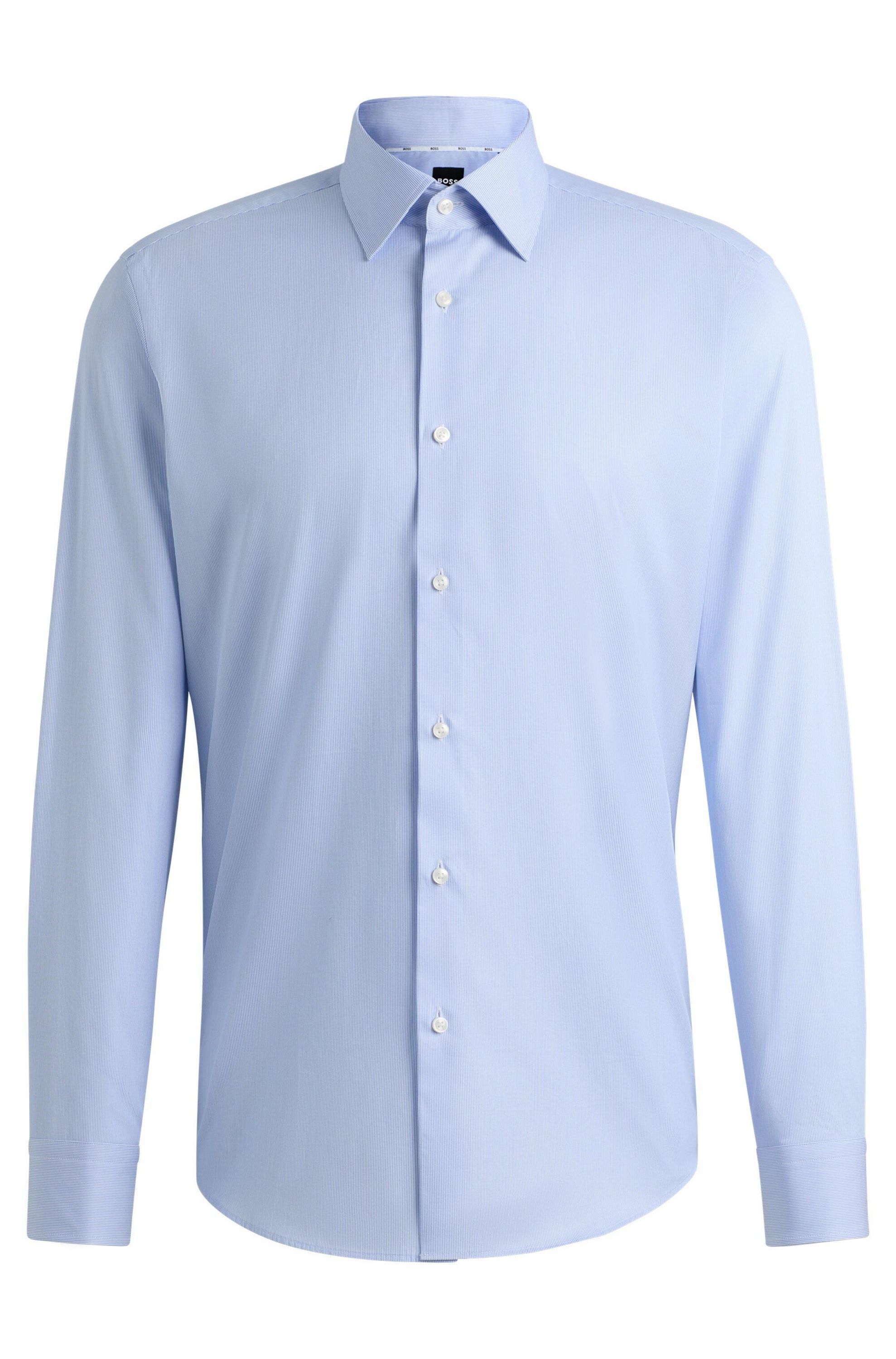 Meliertes Hemd Slim Fit - 451-Light/Pastel Blue - Blau