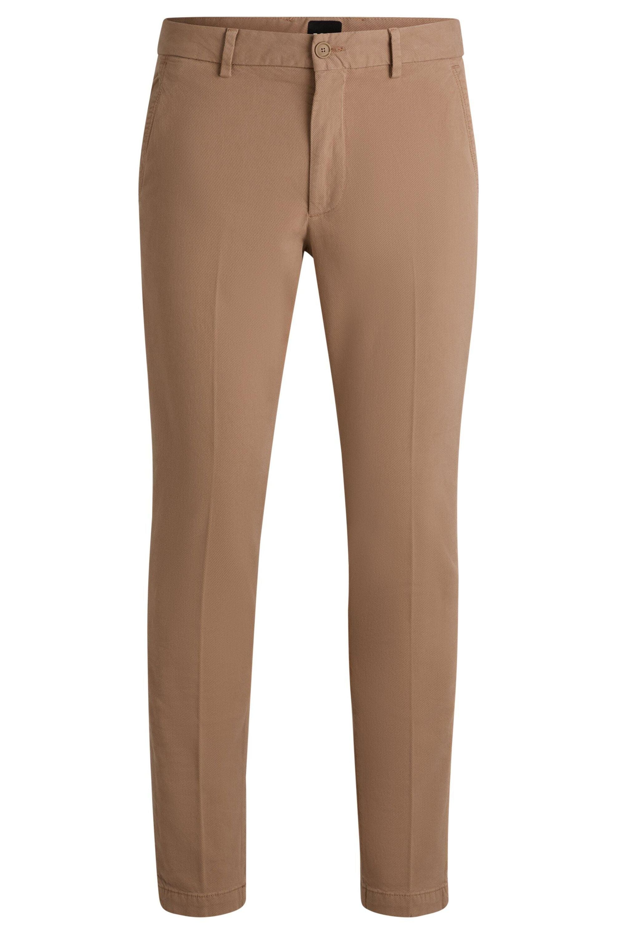 Slim Fit Chino-Hose aus strukturiertem Baumwoll-Mix - 282-Open Beige - Braun