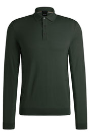 Strick-Poloshirt aus Schurwolle - 385-Open Green - Grün