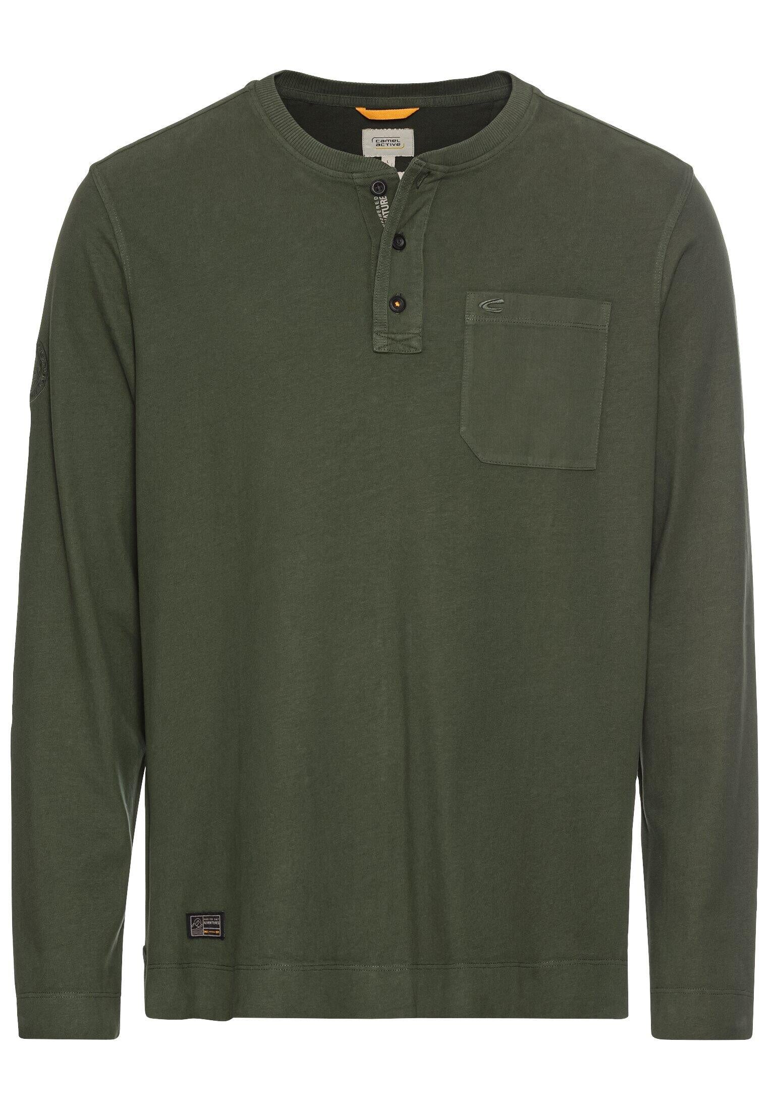 Langarmshirt mit Henleykragen - 91-Leaf Green - Grün