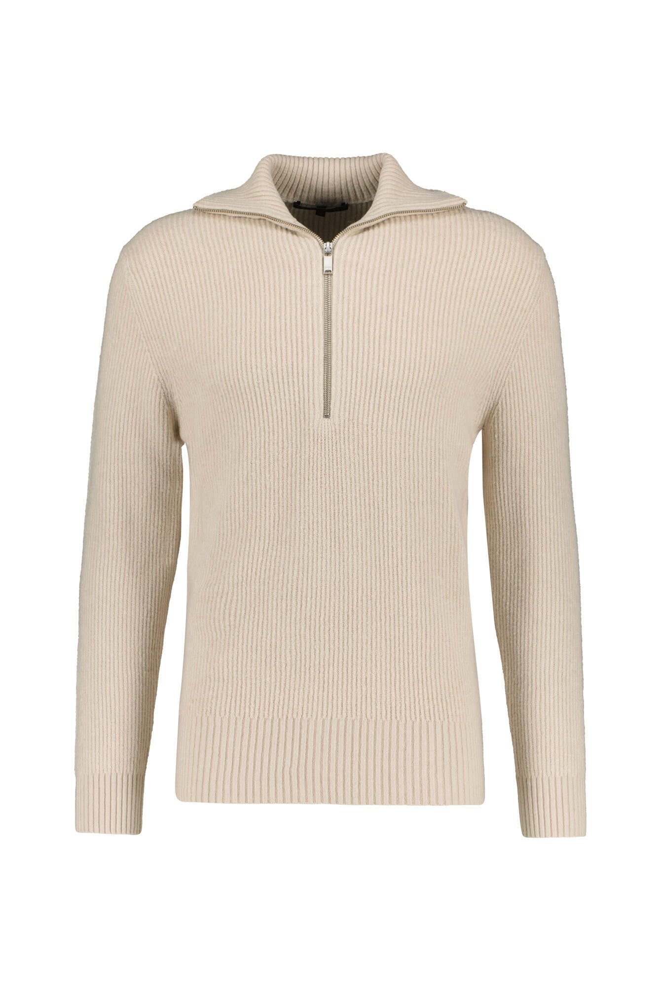 Strickpullover mit Troyerkragen - 1705 - Beige