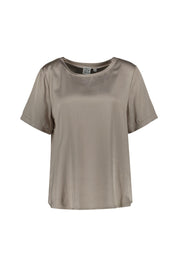 Kurzärmlige Bluse aus Viskose - 705 - Beige