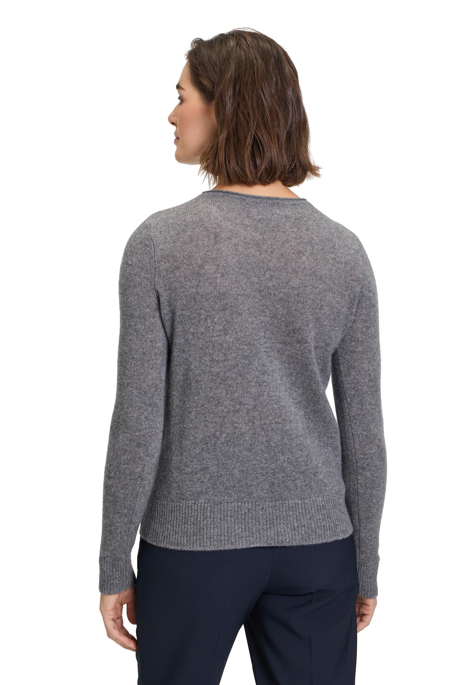 Strickpullover aus Kaschmir - 9707-Grey Melange - Grau