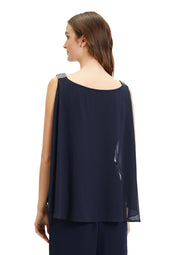 Ärmellose Chiffonbluse - 8541-Night Sky - Blau