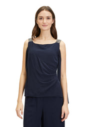 Ärmellose Chiffonbluse - 8541-Night Sky - Blau