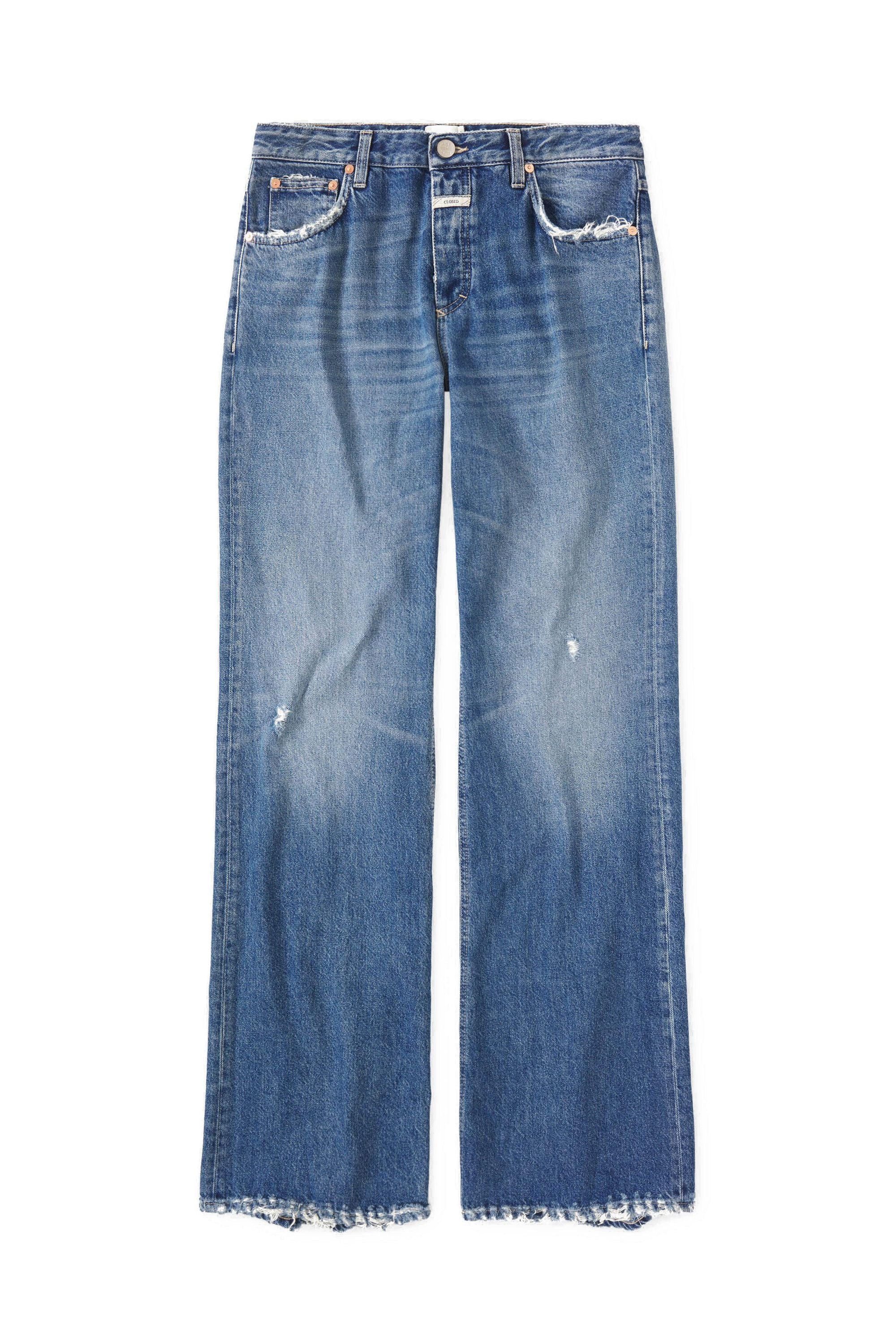 Jeans Destroyed Straight Leg - MBL - Blau