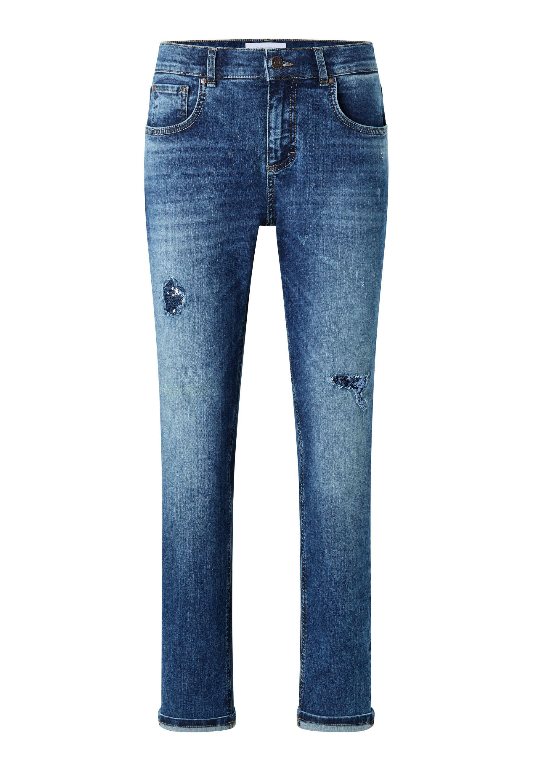 Boyfriend Jeans - 3388-mid blue used destroyed - Blau