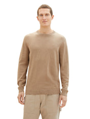 Strickpullover aus Baumwolle - 31089-hazel brown melange - Beige