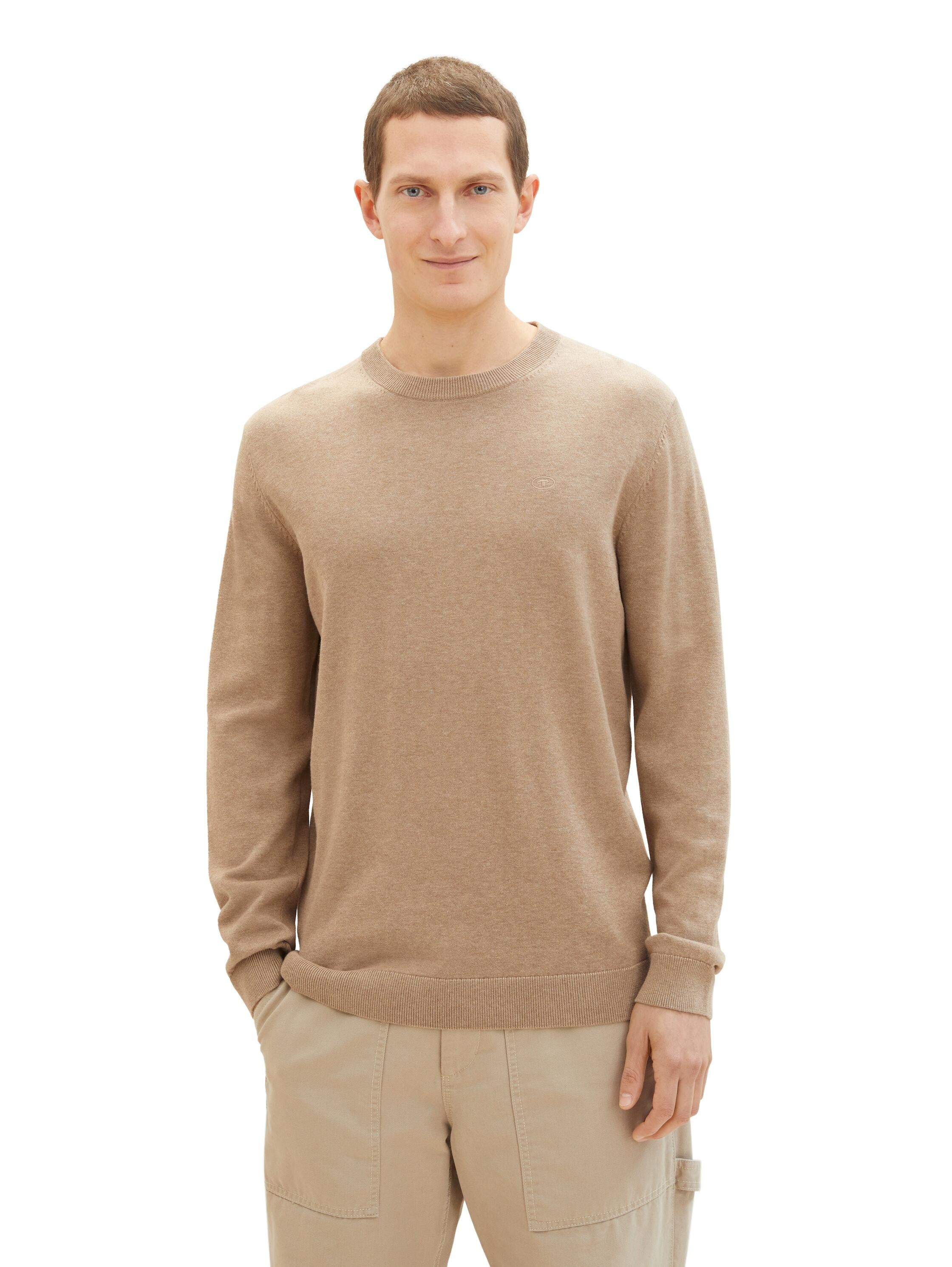 Strickpullover aus Baumwolle - 31089-hazel brown melange - Beige