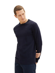 Strickpullover aus Baumwolle - 13160-Knitted Navy Melange - Blau