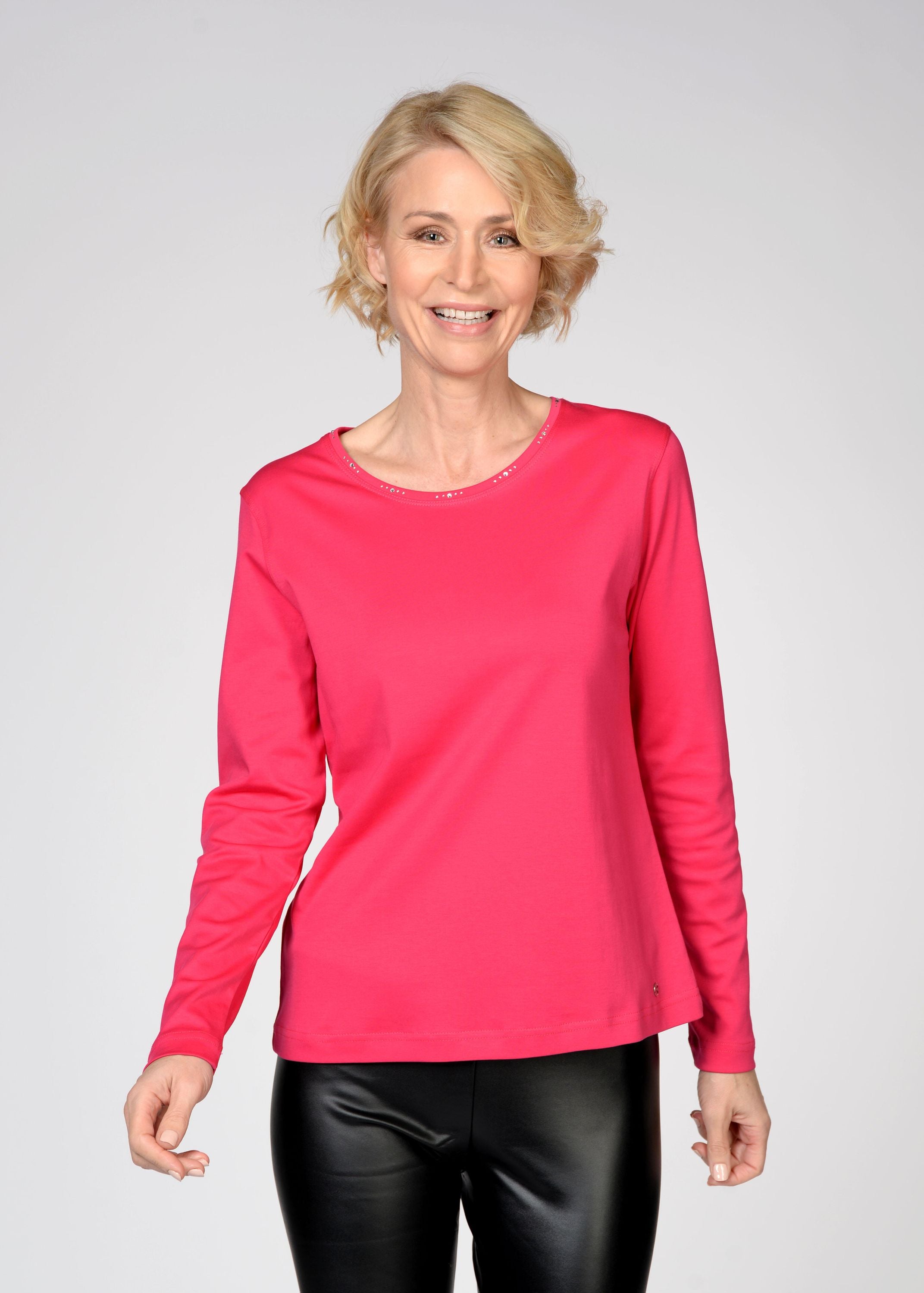 Langarmshirt aus Baumwolle - 410 410 MAGENTA - Pink