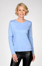 Langarmshirt aus Baumwolle - 605 605 BLEU - Blau