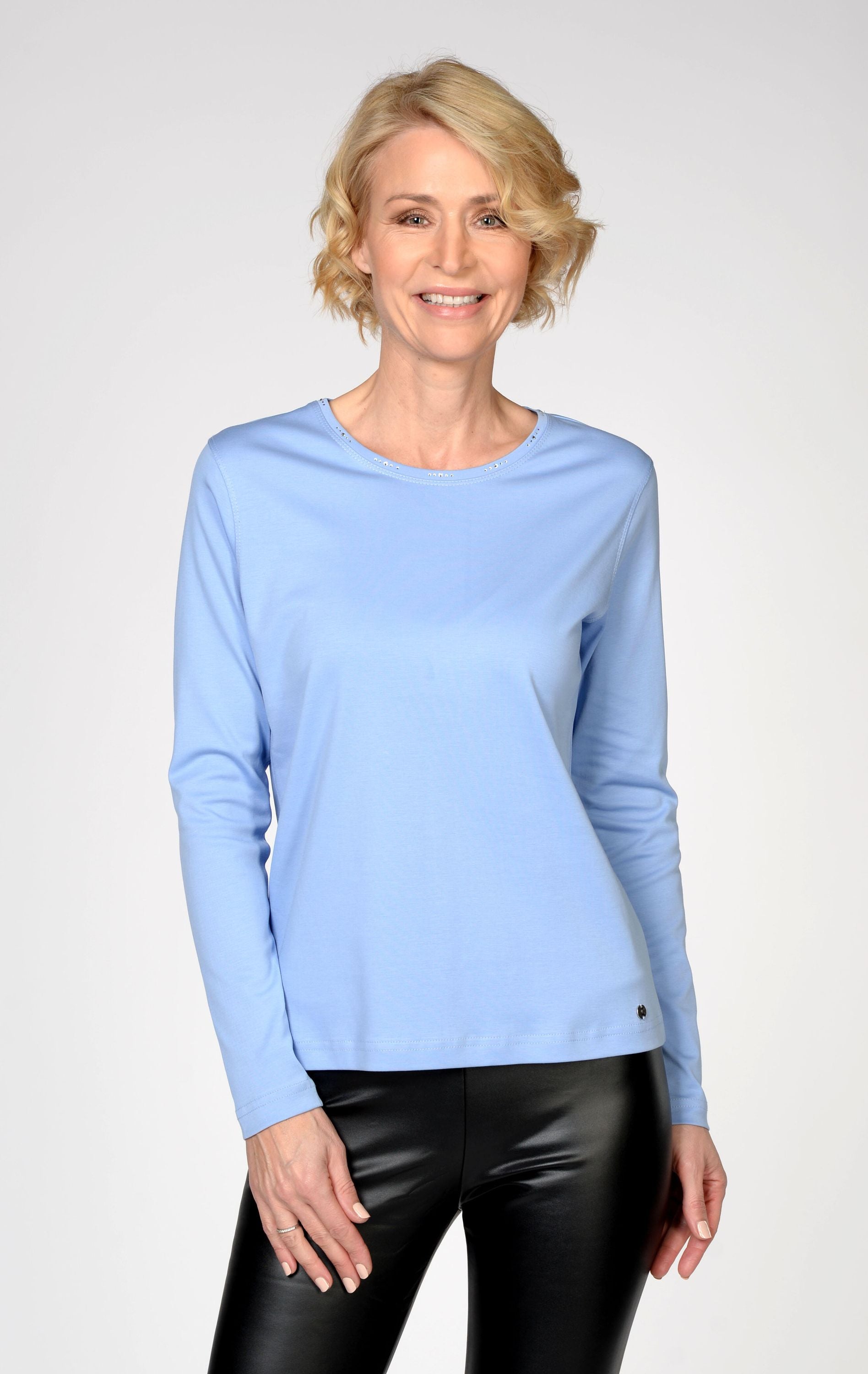 Langarmshirt aus Baumwolle - 605 605 BLEU - Blau