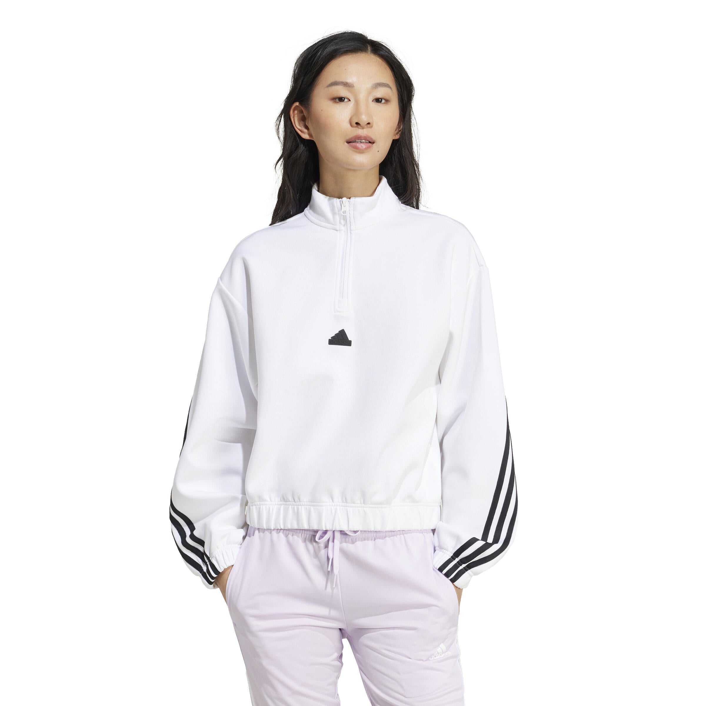 Sweatshirt mit 1/2 Zip - WHITE - Weiß