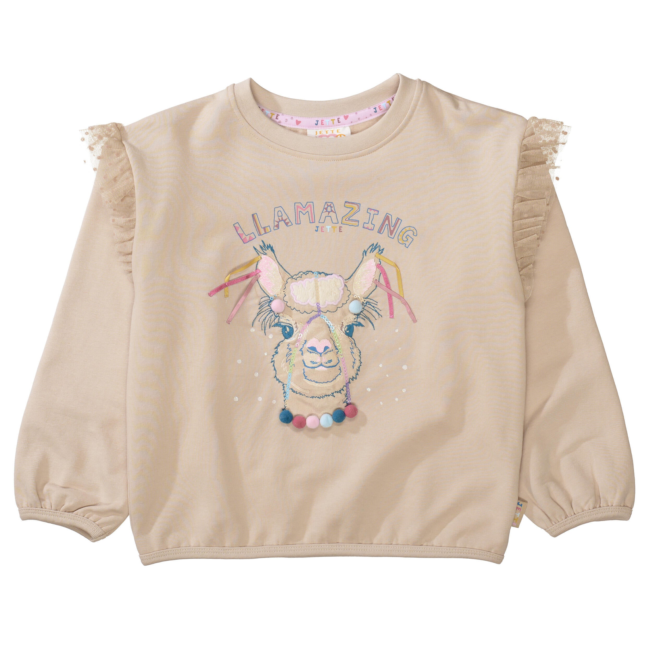 Sweatshirt mit Stickereien - 209 BISCUIT - Beige