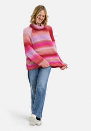 Strickpullover mit Rollkragen - 1306 - Pink