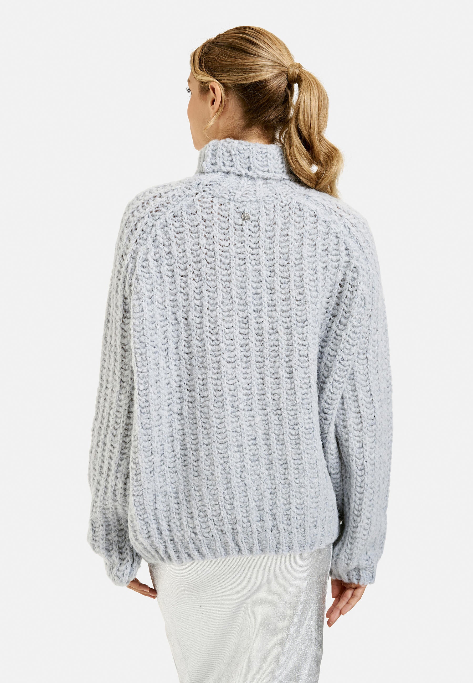 Grobstrickpullover mit Rollkragen - 603 - Blau