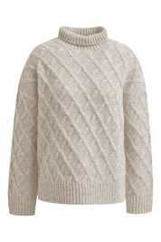 Strickpullover mit Rollkragen - 111 - Beige