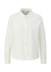 Langarmshirt in Blusen-Optik - 0210-WHITE - Weiß