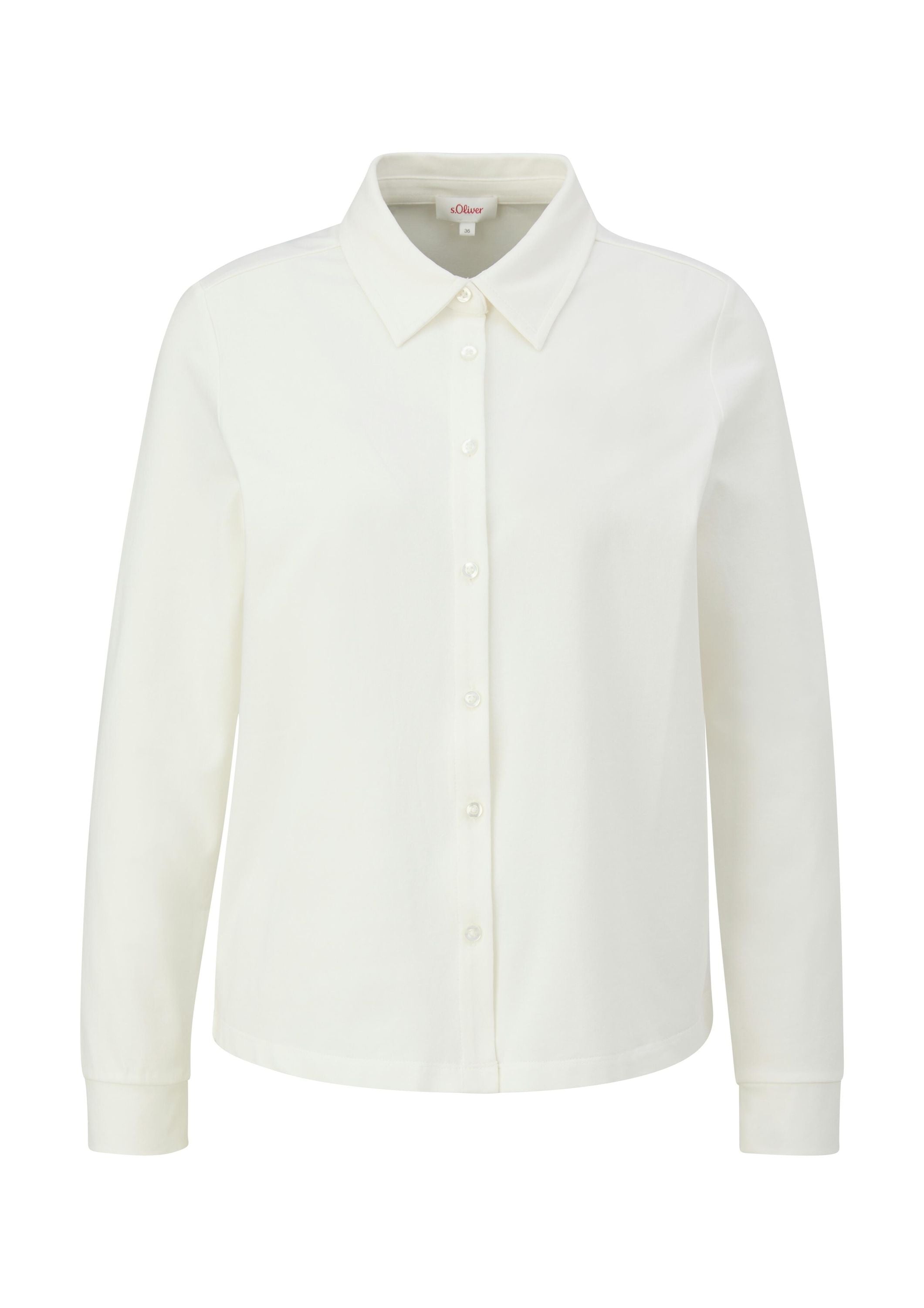 Langarmshirt in Blusen-Optik - 0210-WHITE - Weiß