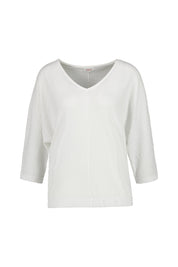 Halbarm-Shirt mit V-Ausschnitt - 0210-WHITE - Weiß