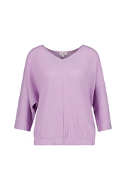 Halbarm-Shirt mit V-Ausschnitt - 4703-LILAC/PINK - Violett