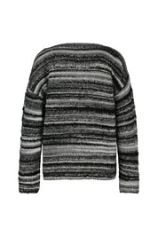 Gestreifter Strickpullover - 98X3-GREY/BLACK - Weiß | Schwarz