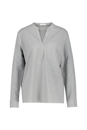 Melierte Bluse mit V-Ausschnitt - 8056-hazy fog melange - Grau