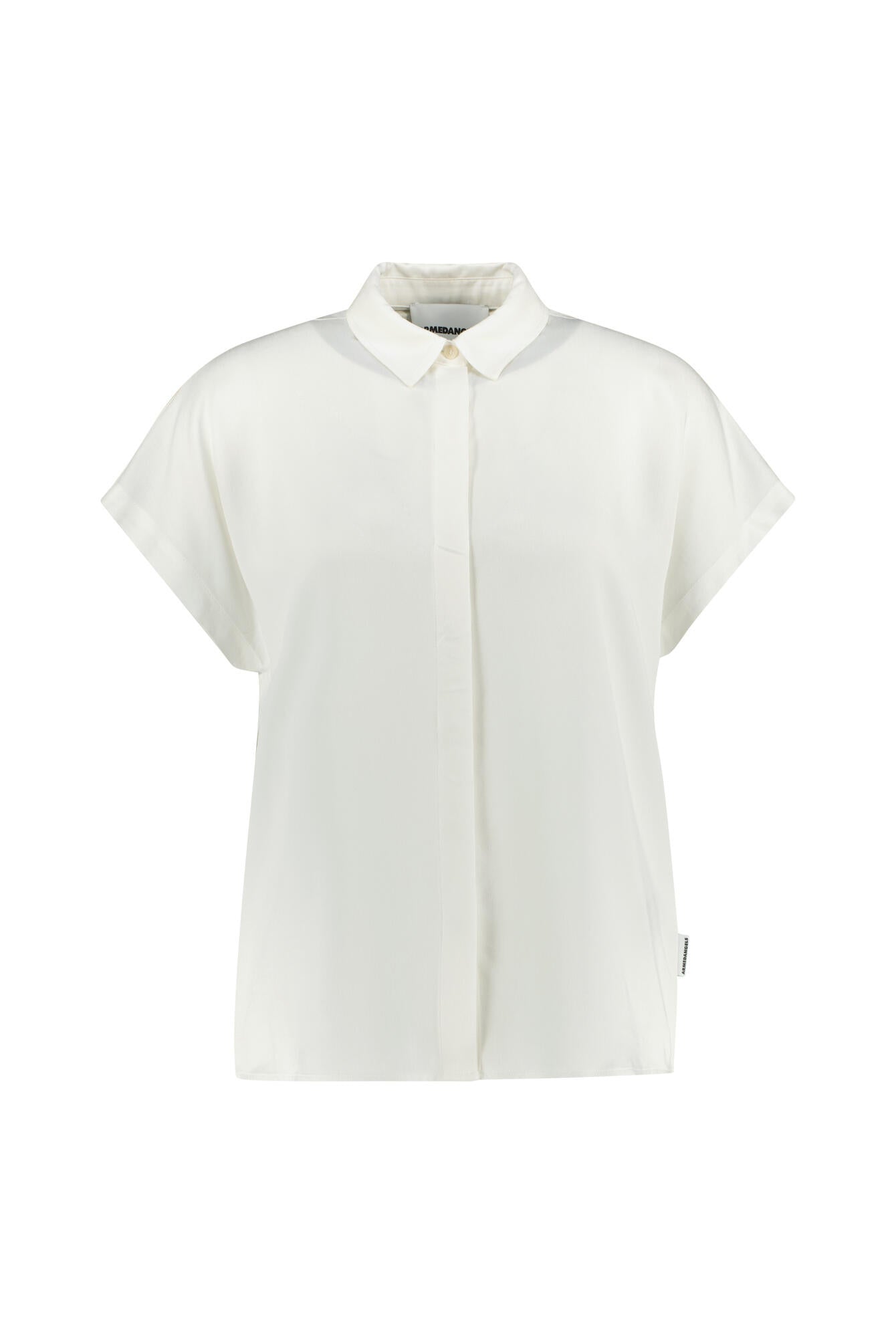 Kurzärmelige Bluse aus Viskose - 157-off white - Weiß