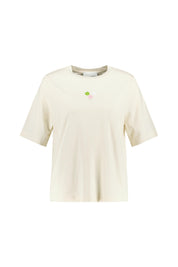 T-Shirt mit Stickereien - 1677-undyed - Beige