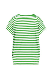 Gestreiftes T-Shirt - 2908-white-ivy green - Grün