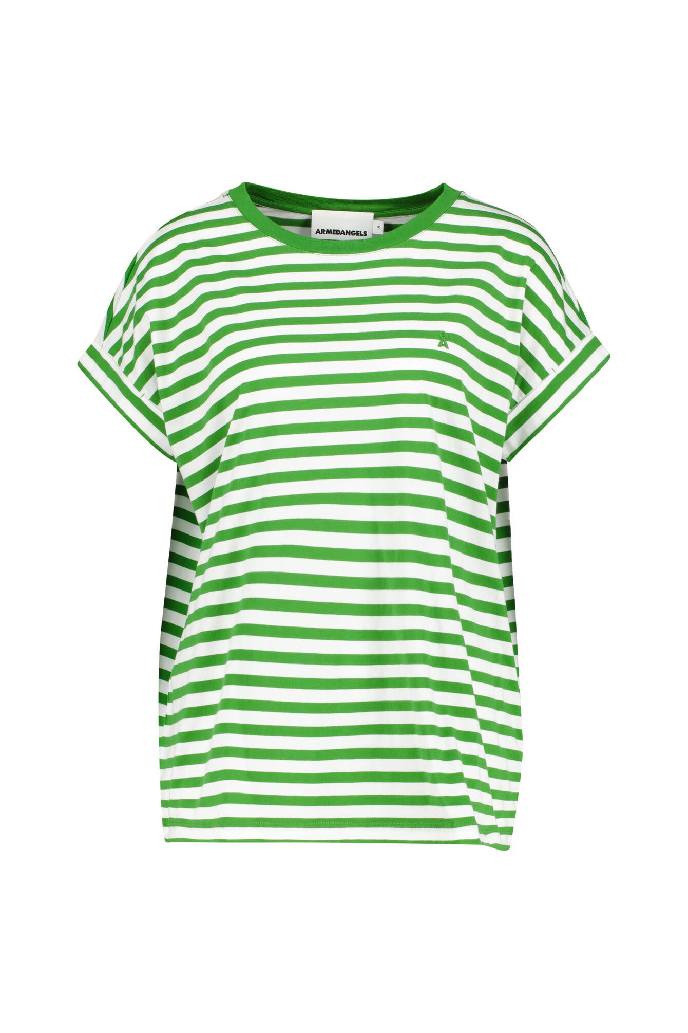 Gestreiftes T-Shirt - 2908-white-ivy green - Grün