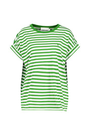 Gestreiftes T-Shirt - 2908-white-ivy green - Grün