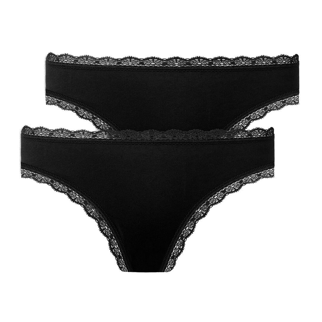 2er-Pack Lace Thongs - 9-Black - Schwarz