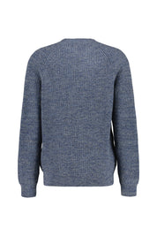 Melierter Strickpullover - BL16-Blue - Blau