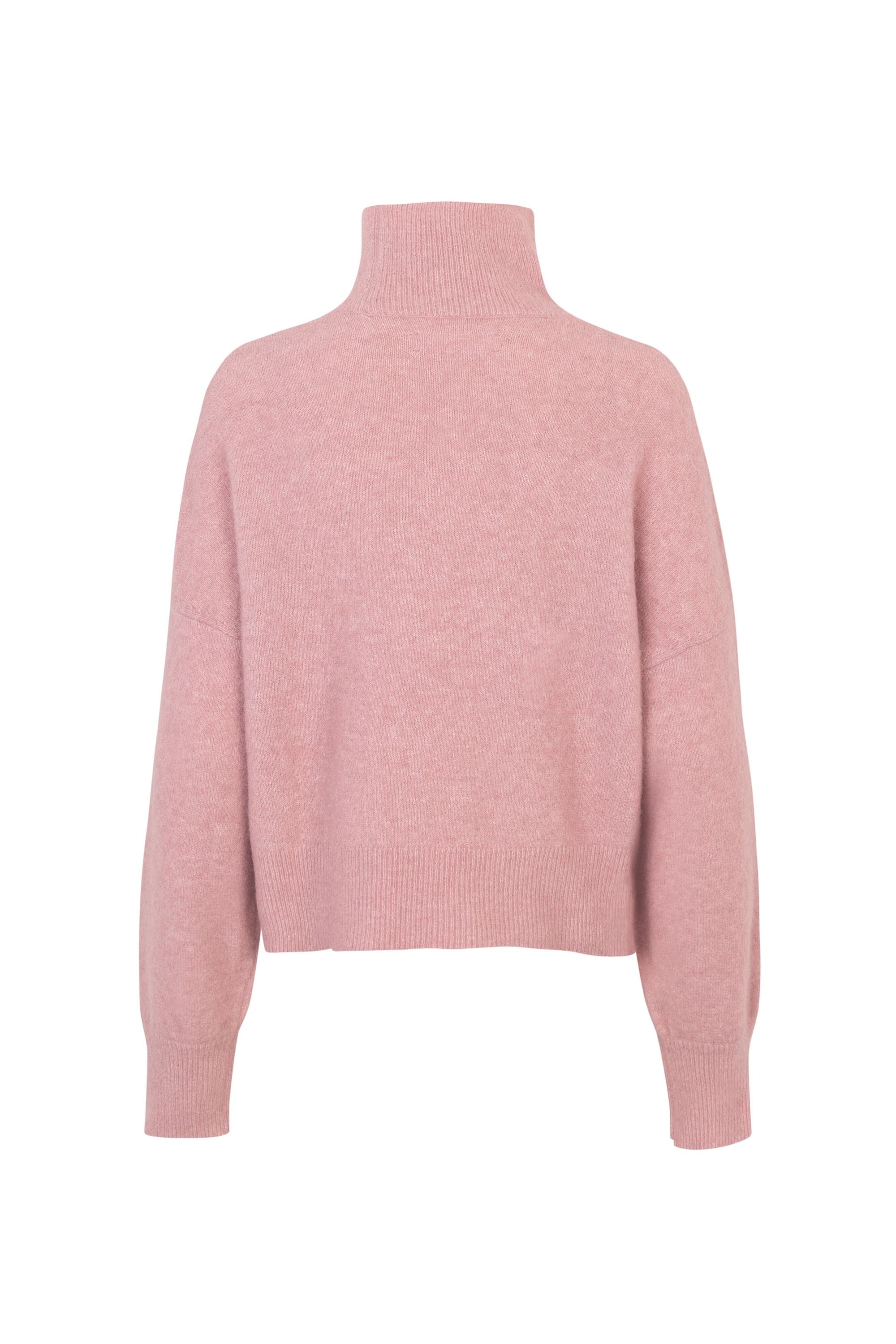 Wollpullover mit Turtleneck - WOODROSE - Rosa