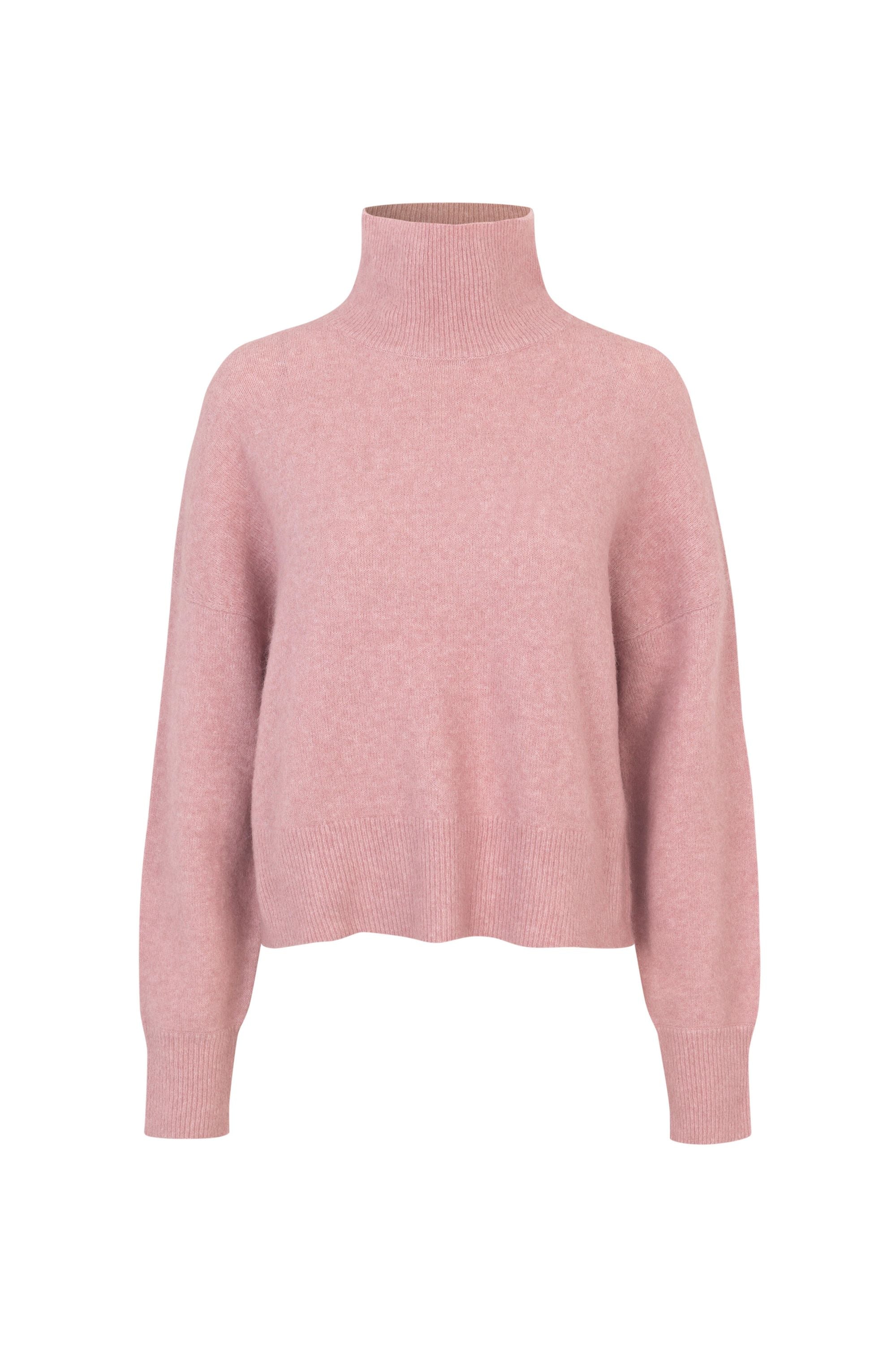 Wollpullover mit Turtleneck - WOODROSE - Rosa