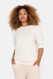 Sweatshirt mit Halbarm - 1620-CREAM - Creme