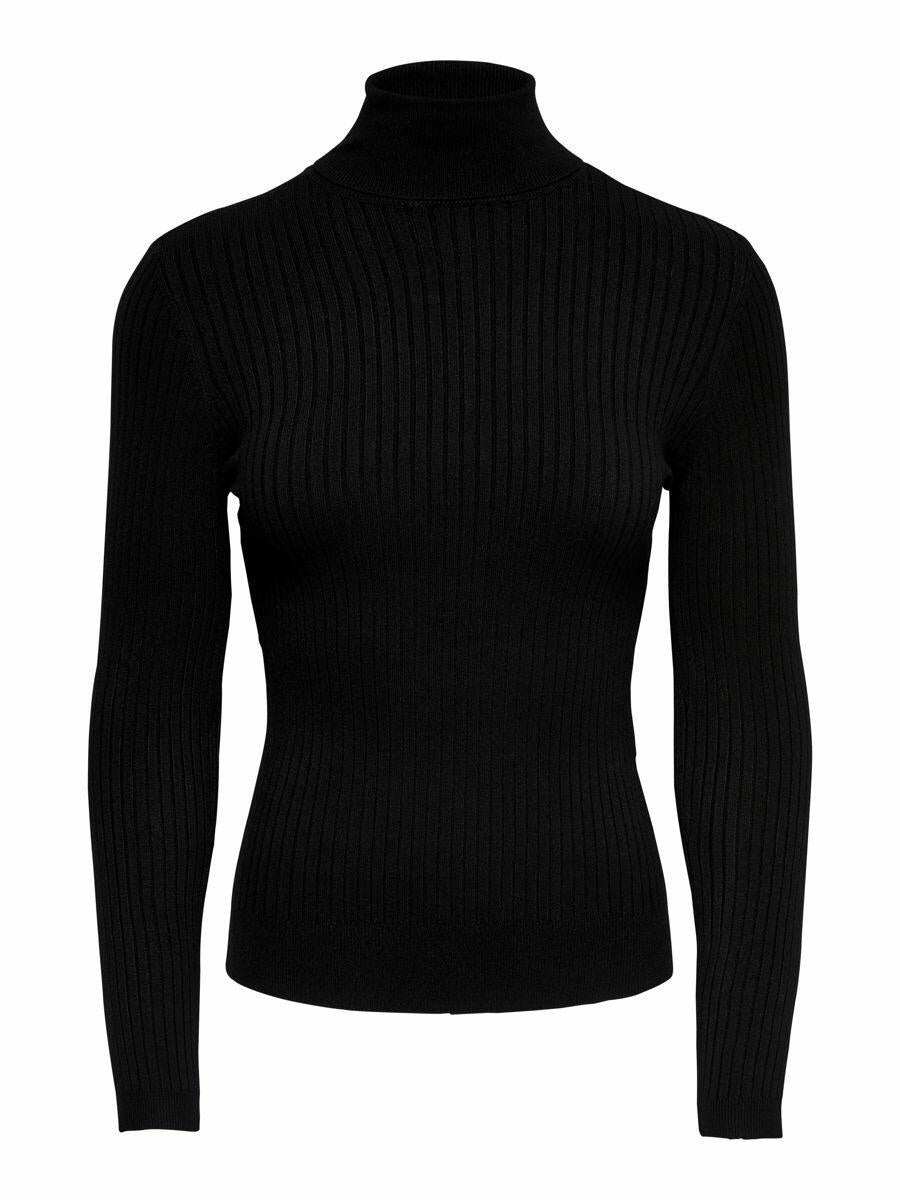 Strickpullover mit Rollkragen - Black - Schwarz