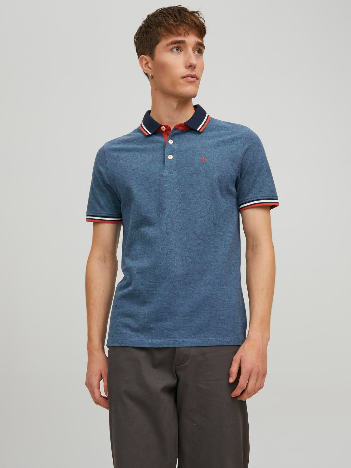 Poloshirt aus Baumwolle - Denim Blue/SLIM FIT - Blau