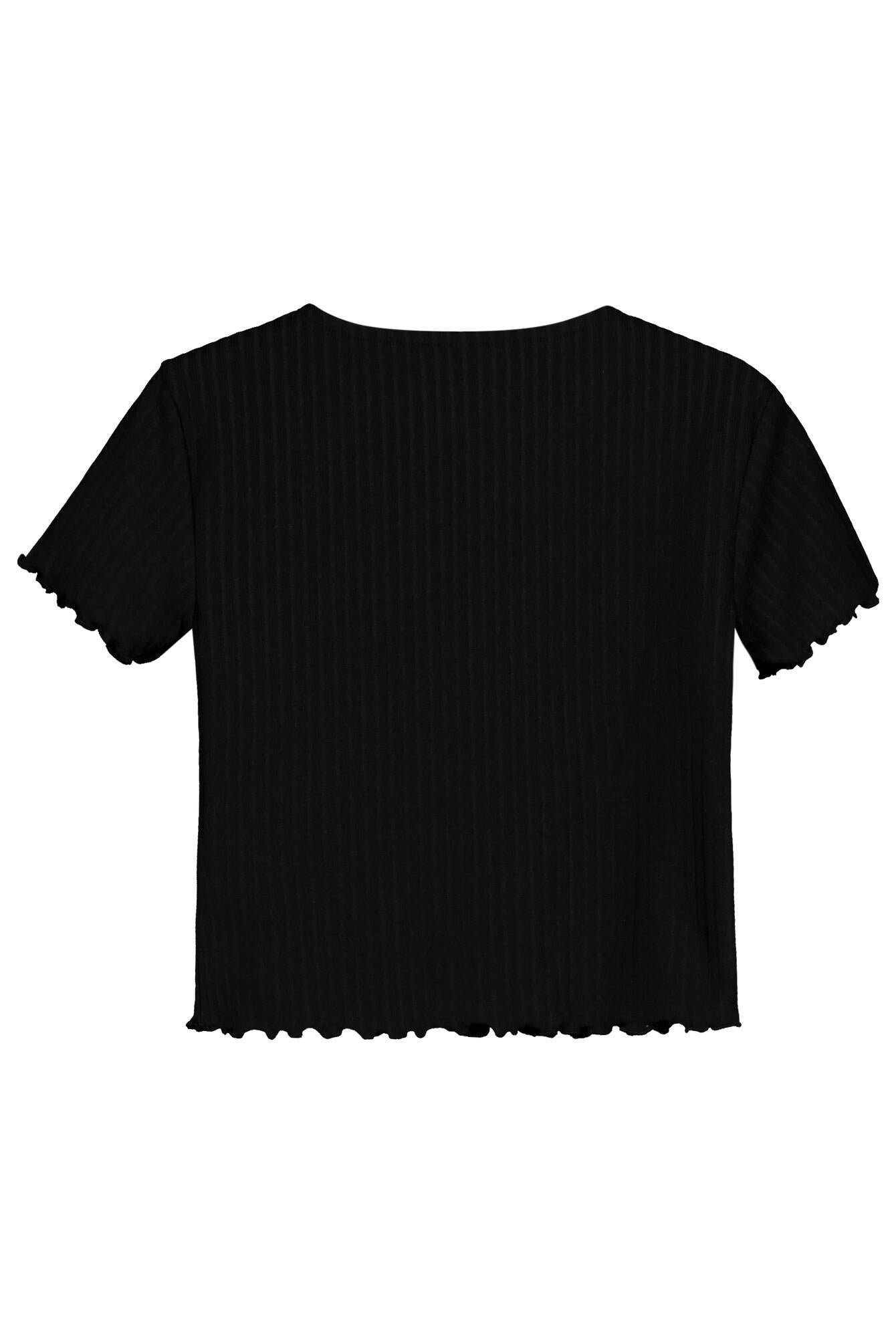 Geripptes T-Shirt - Black - Schwarz