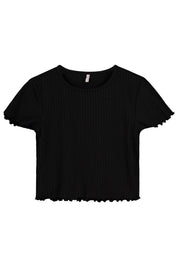 Geripptes T-Shirt - Black - Schwarz