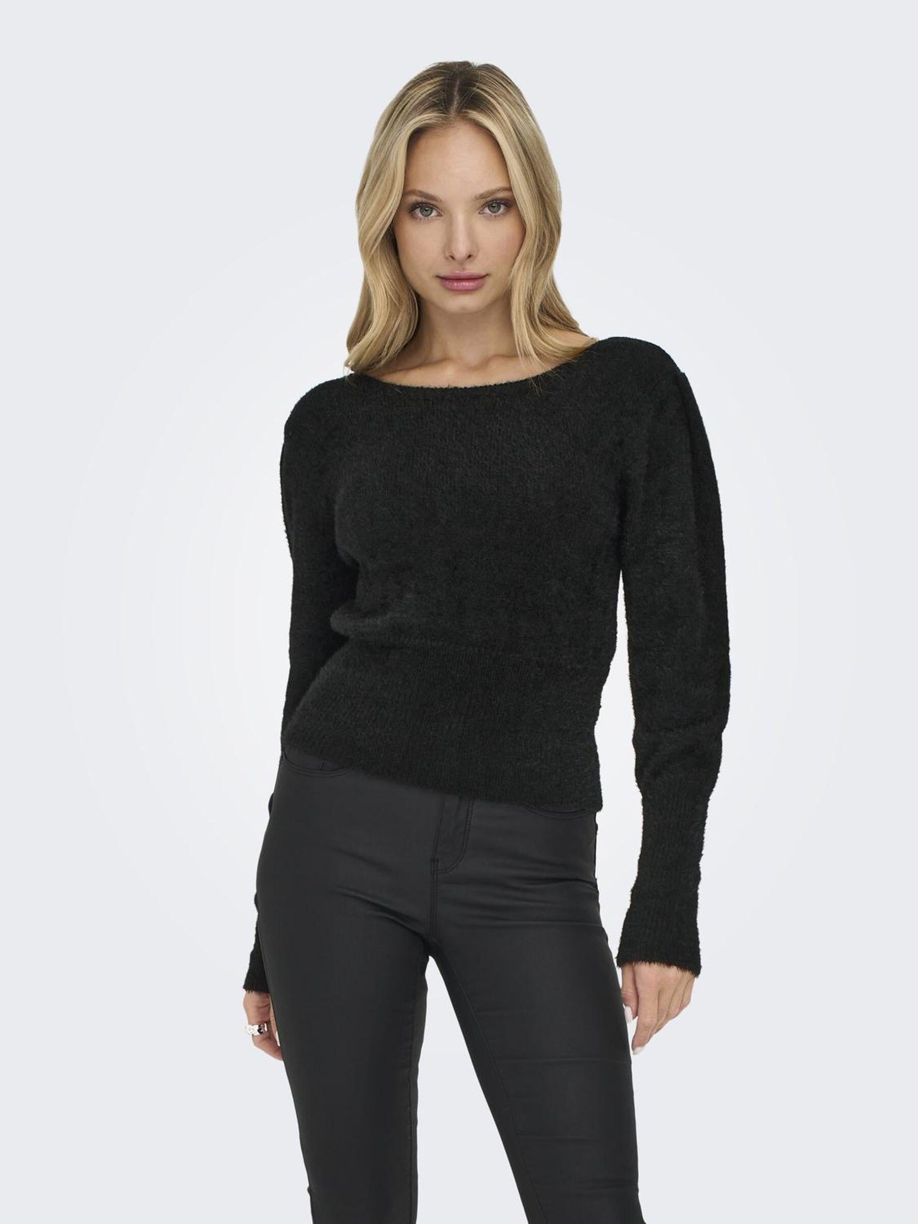 Weicher Feinstrickpullover - Black - Schwarz