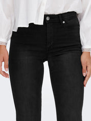 High Waist Jeans - Washed Black - Schwarz