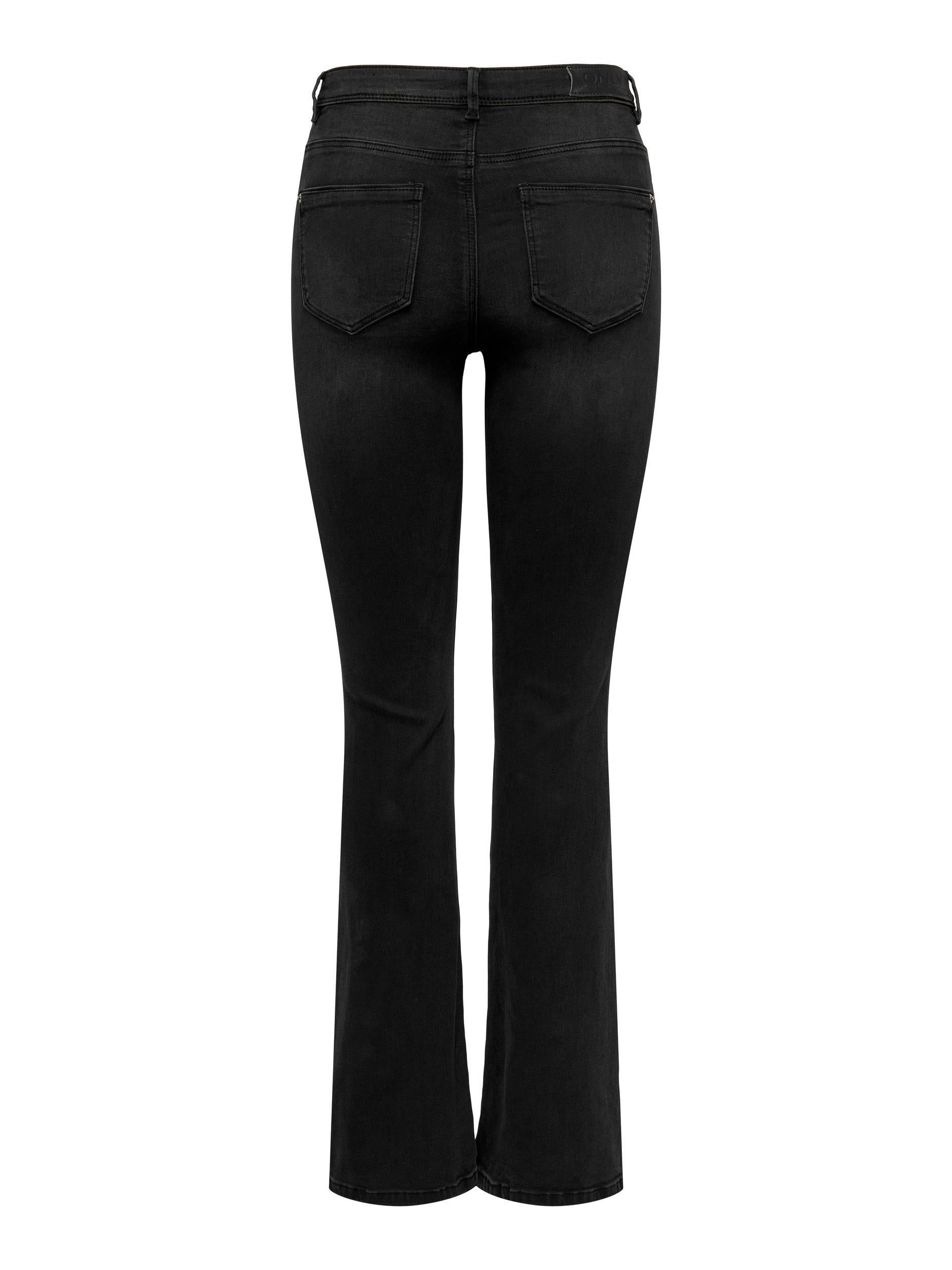 High Waist Jeans - Washed Black - Schwarz