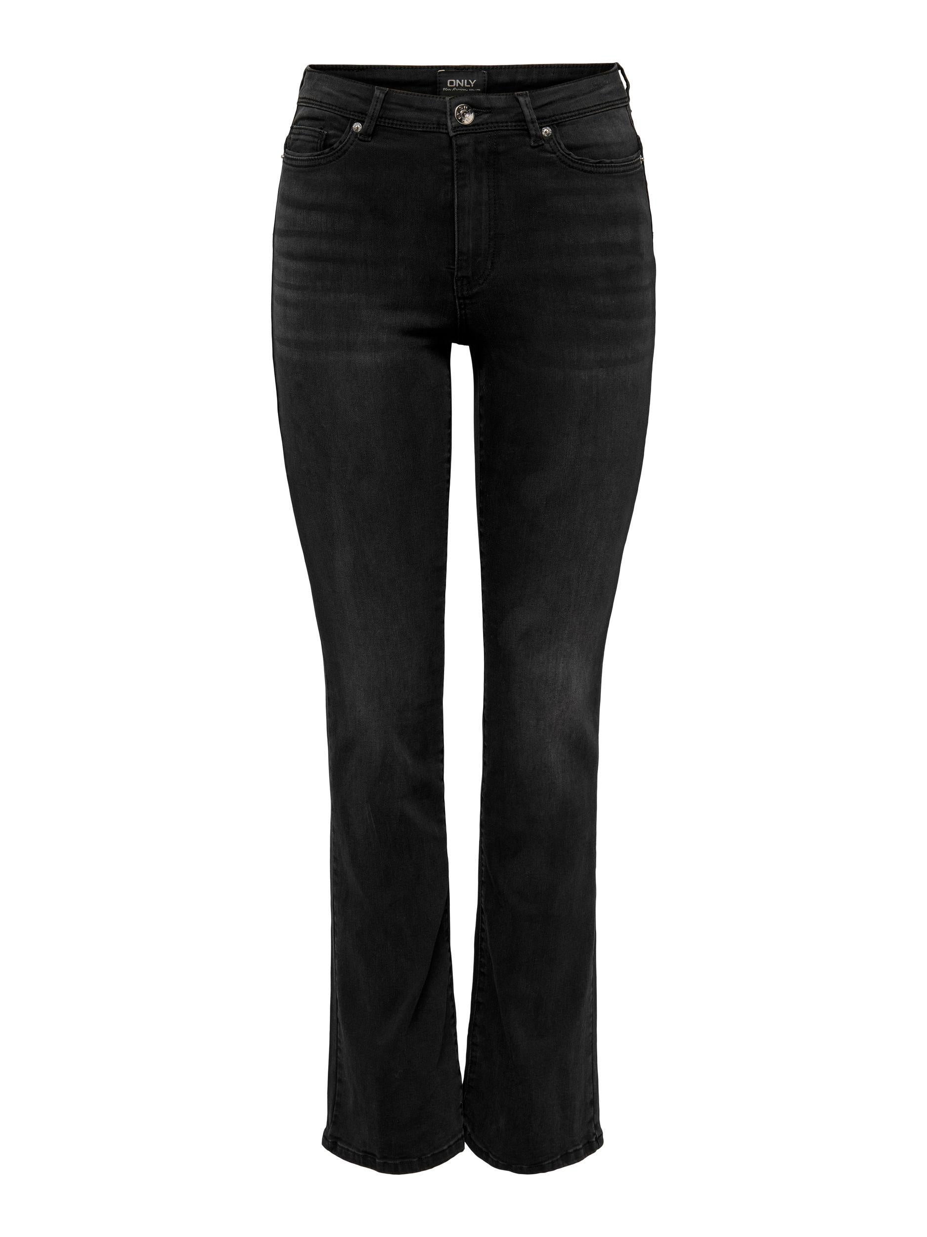 High Waist Jeans - Washed Black - Schwarz