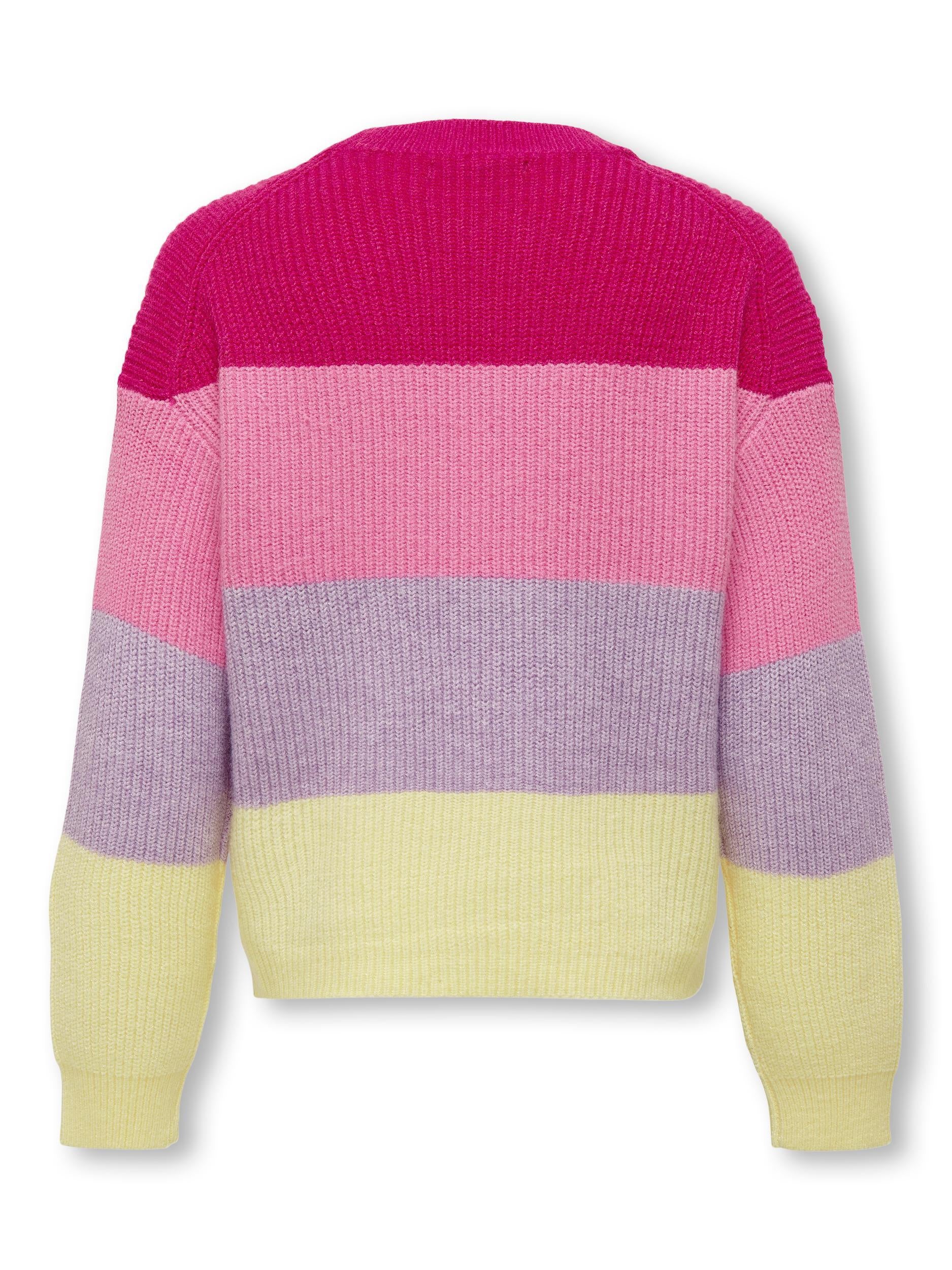 Gestreifter Strickpullover - Fuchsia Purple/Moonlite Mauve/ - Mehrfarbig