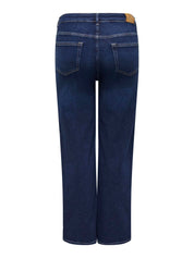 Straight Leg Jeans - Dark Blue Denim - Blau