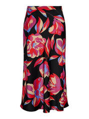 Midirock mit Blumenprint - Black/FLOWER PRINT - Pink