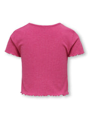 Geripptes T-Shirt - Raspberry Rose - Pink